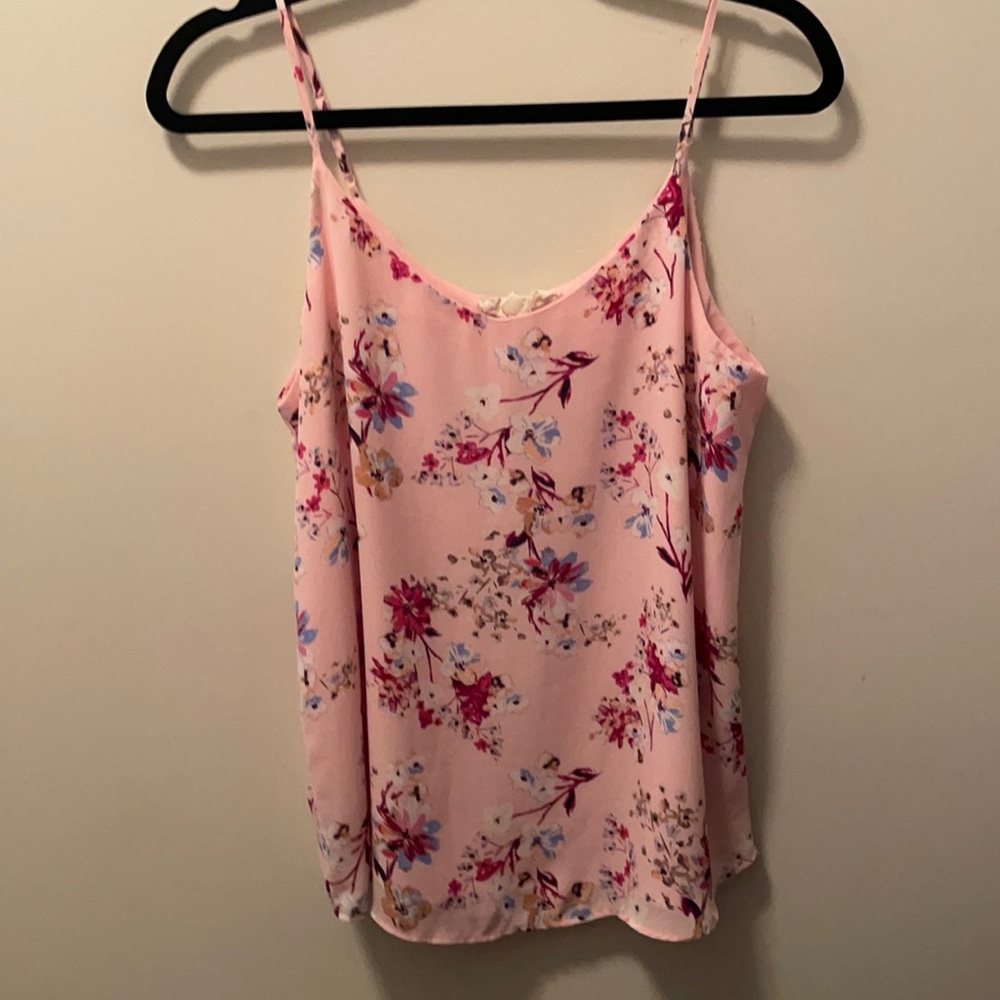 L Pink Floral Tank Top